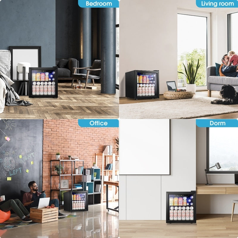 Réfrigérateur à boissons de 1,3 pi³ - Mini réfrigérateur à porte vitrée, capacité de 48 canettes ou 12 bouteilles, avec commandes électroniques tactiles.