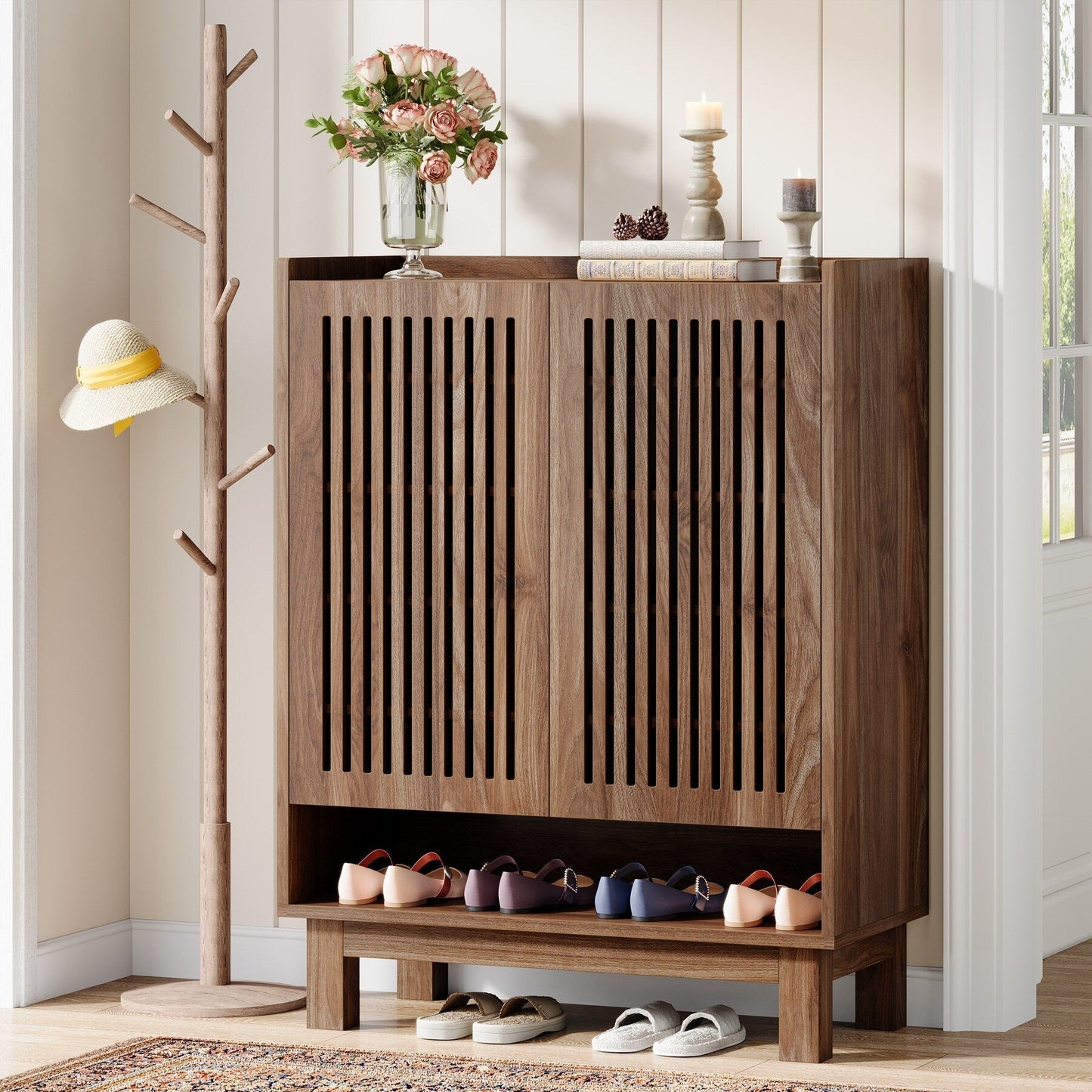 Meuble à chaussures avec porte pour entrée et salon, capacité de 24 paires