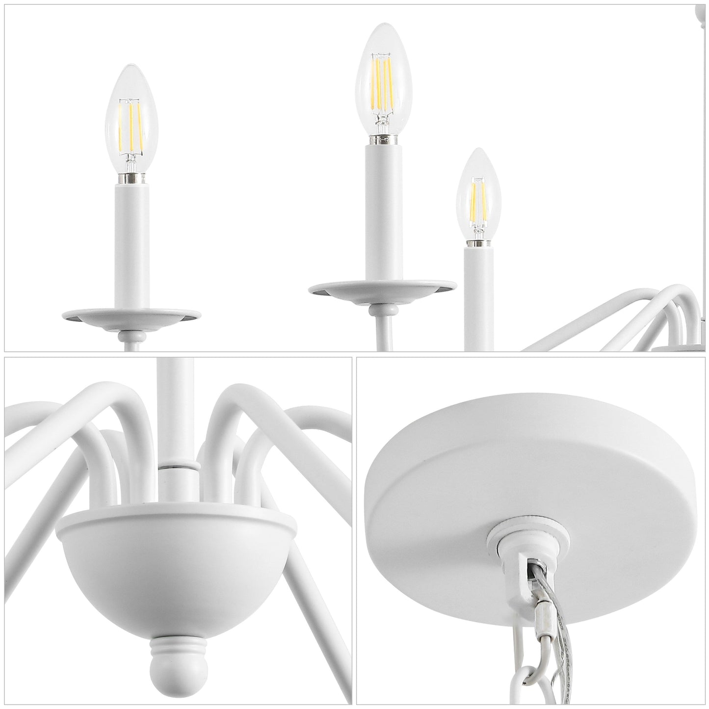 34.75 Lustre en fer à 6 lumières LED, par JONATHAN Y