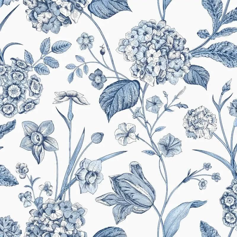 Rasch Amelie Hydrangea Floral Blue & White Wallpaper - 260169