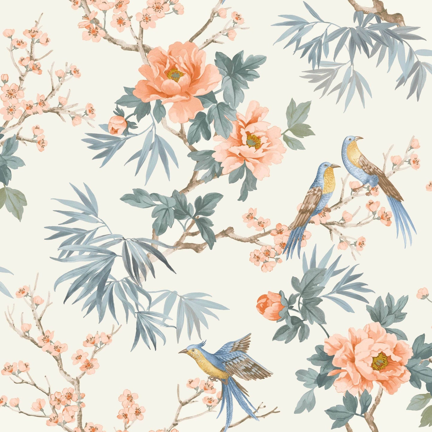 Rasch Amelie Chinoiserie Orange Wallpaper - 260561