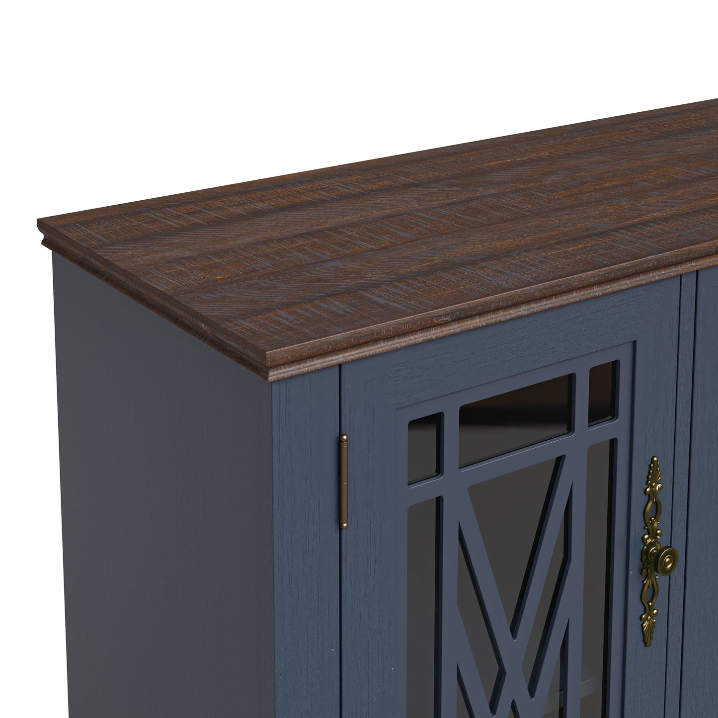 Buffet de cuisine de style vintage en bois, 63 pouces de largeur.