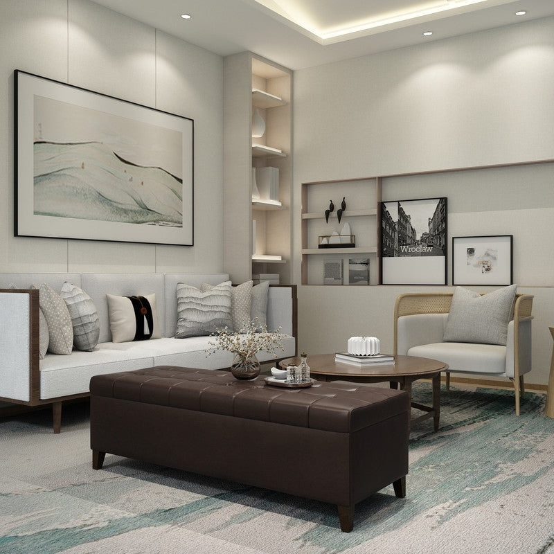 Tabouret de rangement Adeco 50 en simili cuir