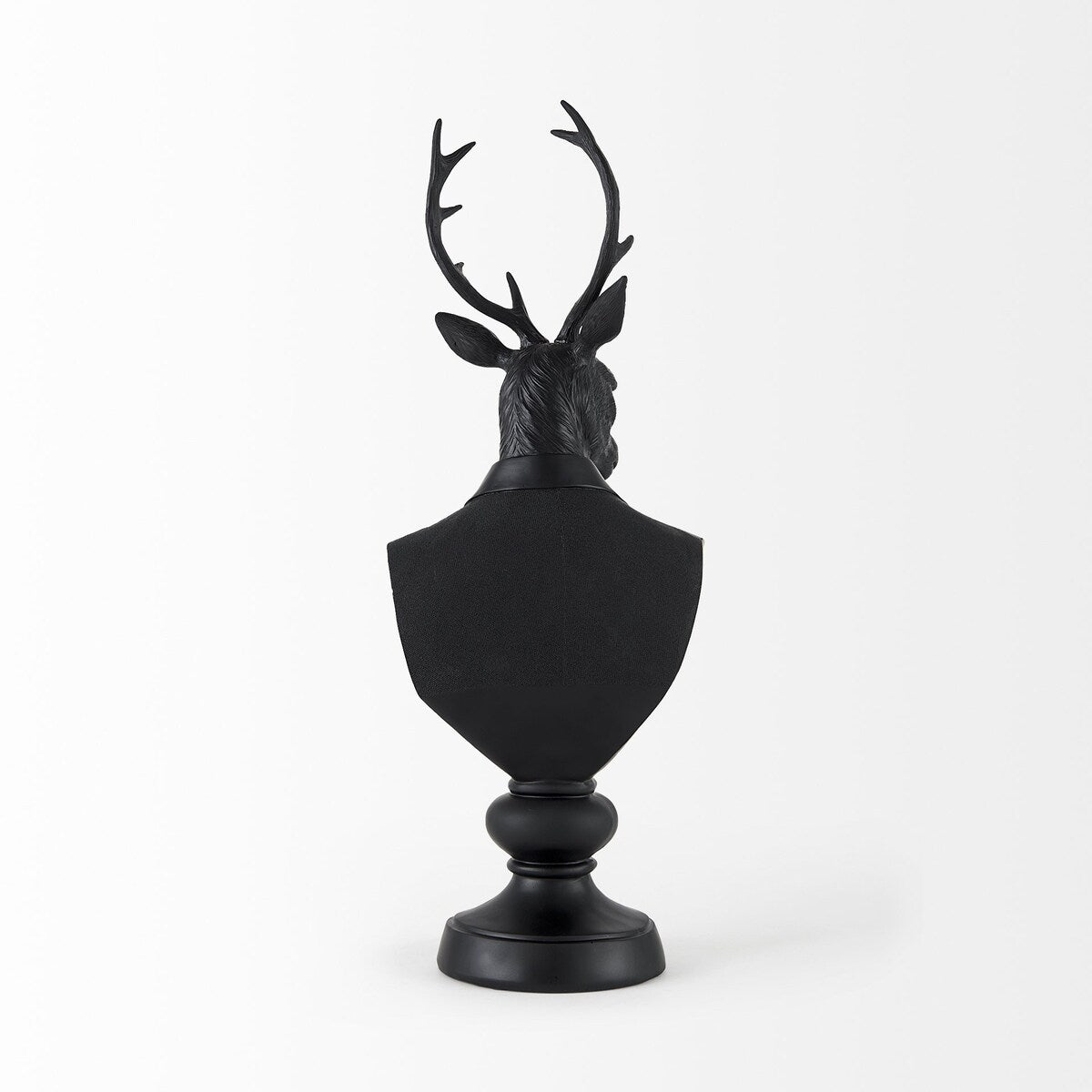 Buste de cerf en résine noire, vêtu d'un costume - 15,2 cm L x 20,3 cm P x 58,4 cm H