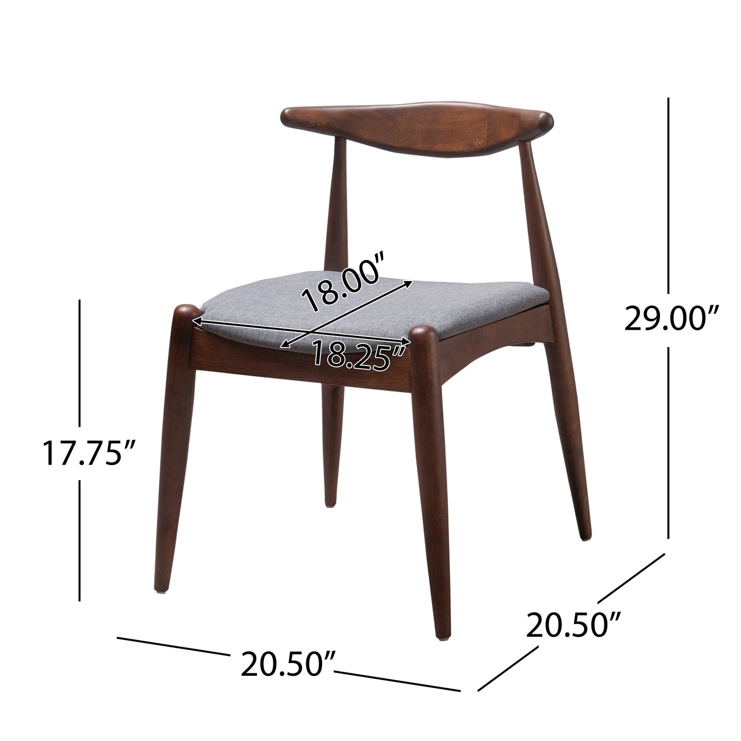 Chaises de salle à manger Francie, style moderne du milieu du siècle (lot de 2) par Christopher Knight Home - 52,1 cm L x 51,4 cm l x 75,2 cm h