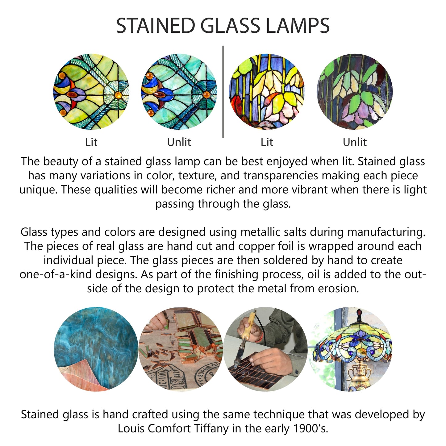 Gracewood Hollow Asdreni Lampe Tiffany en verre dépoli de 50,8 cm - 35,5 L x 35,5 l x 51,5 H (cm)