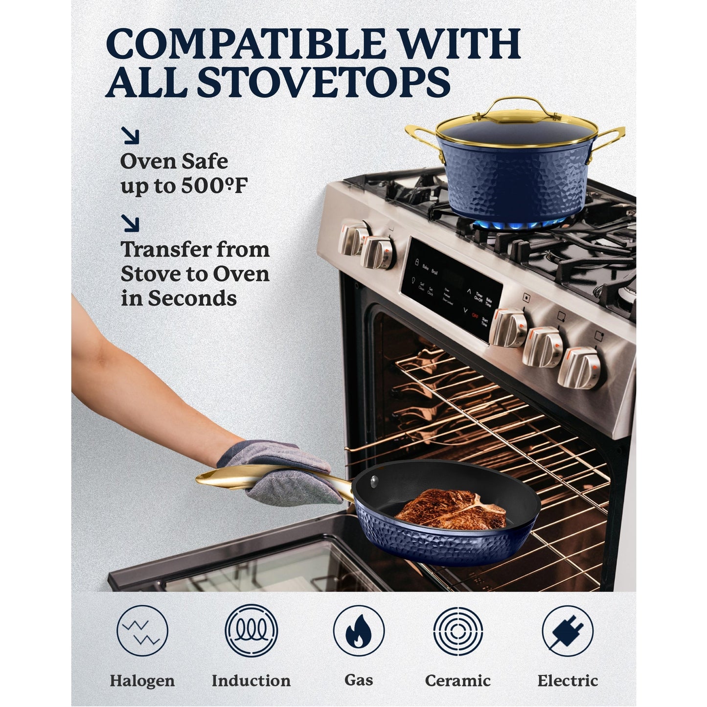 Ensemble de cuisine antiadhésif Granitestone Charleston en 15 pièces, forgé à la main