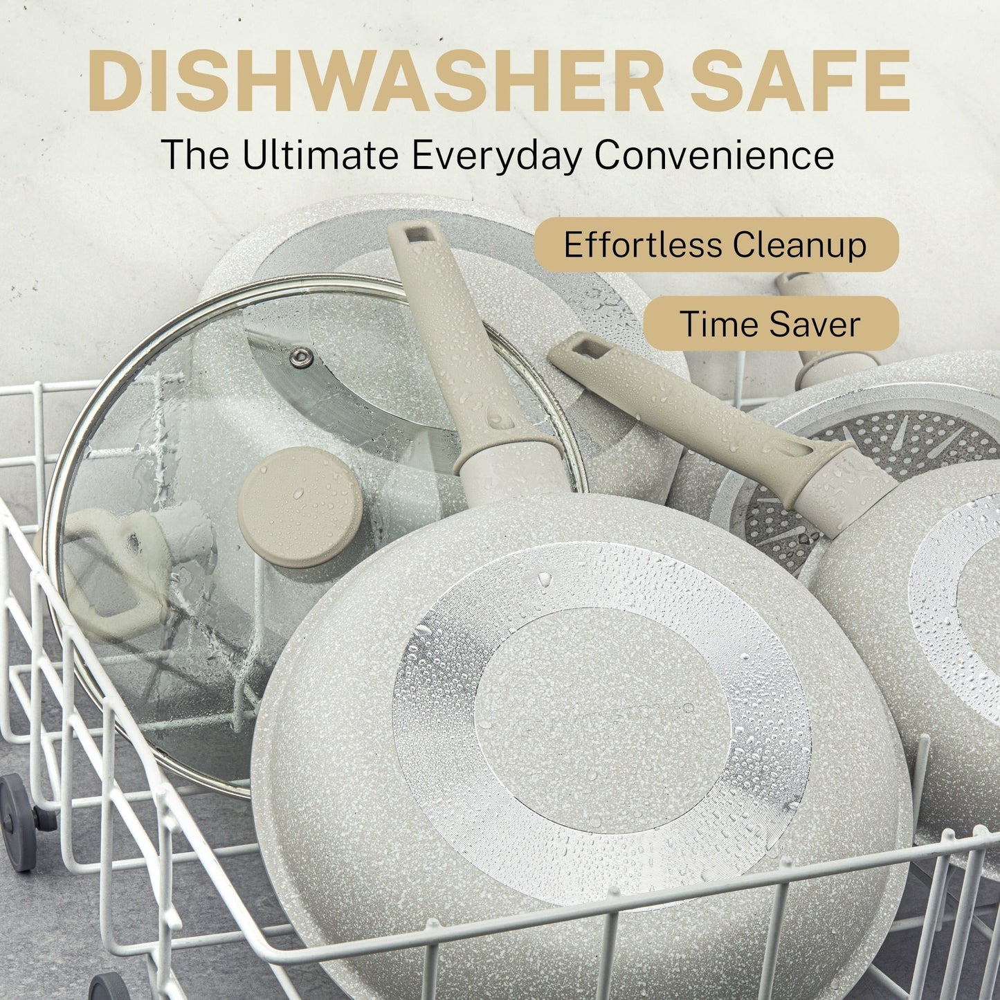 Ensemble de 20 pièces de casseroles et de plaques à pâtisserie antiadhésives Granitestone Desert Cream