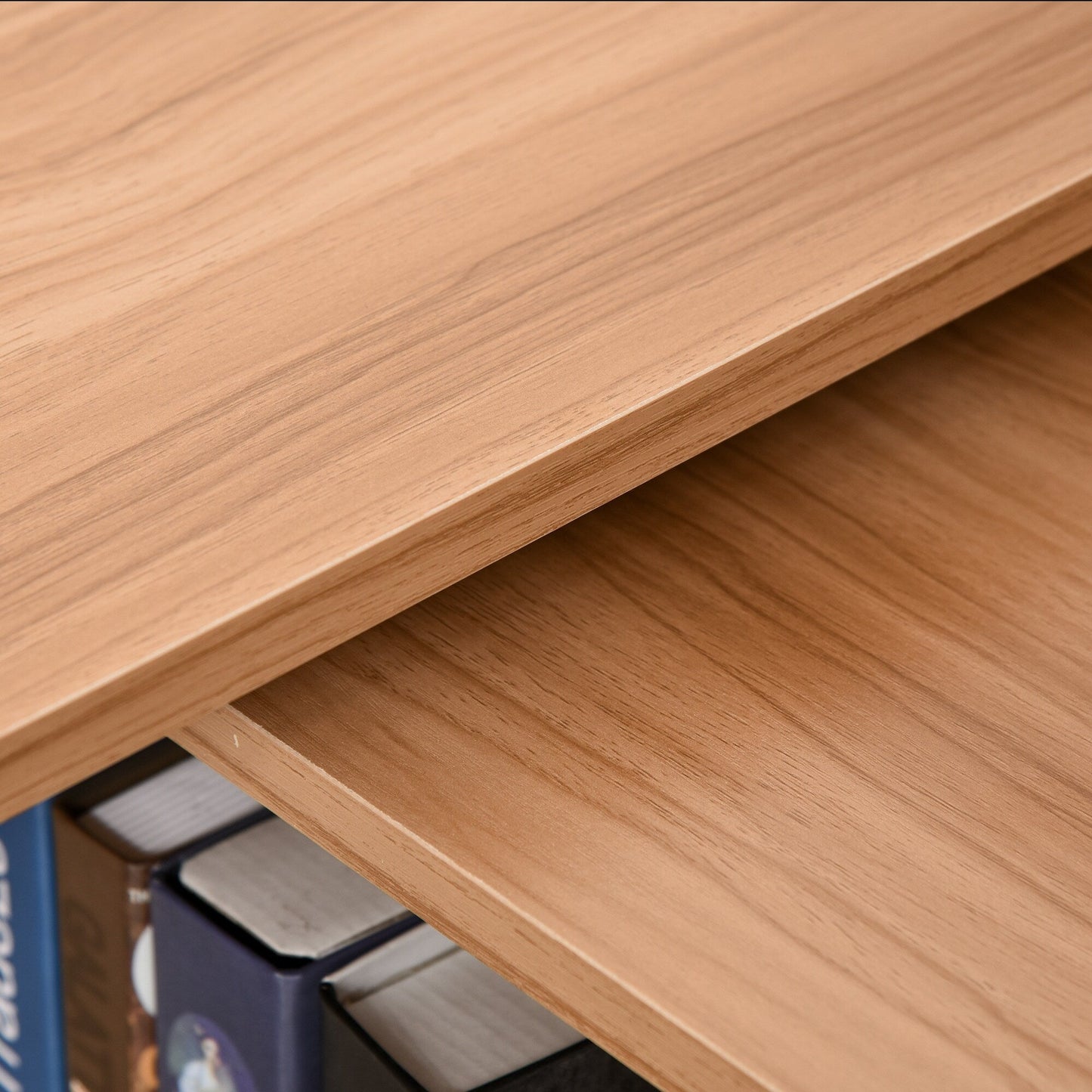 Bureau d'ordinateur moderne en forme de L rotatif avec étagères HomCom