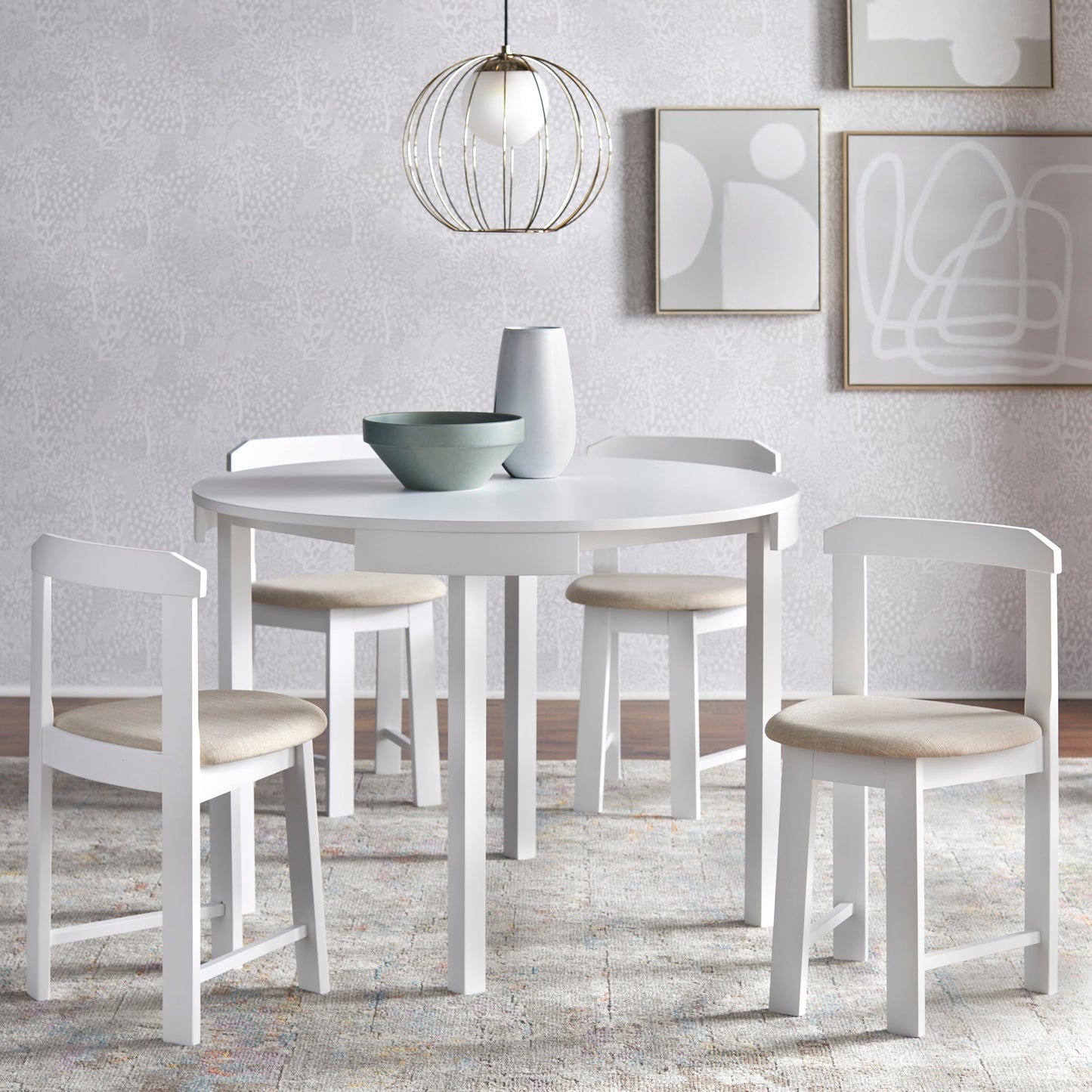 Ensemble de salle à manger rond compact 5 pièces Harrisburg Tobey