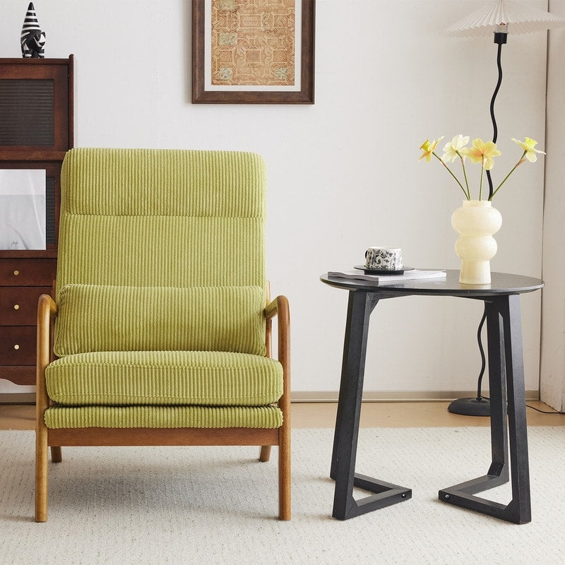 Fauteuil de loisirs à dossier haut avec accoudoirs en bois massif, fauteuil d'appoint.