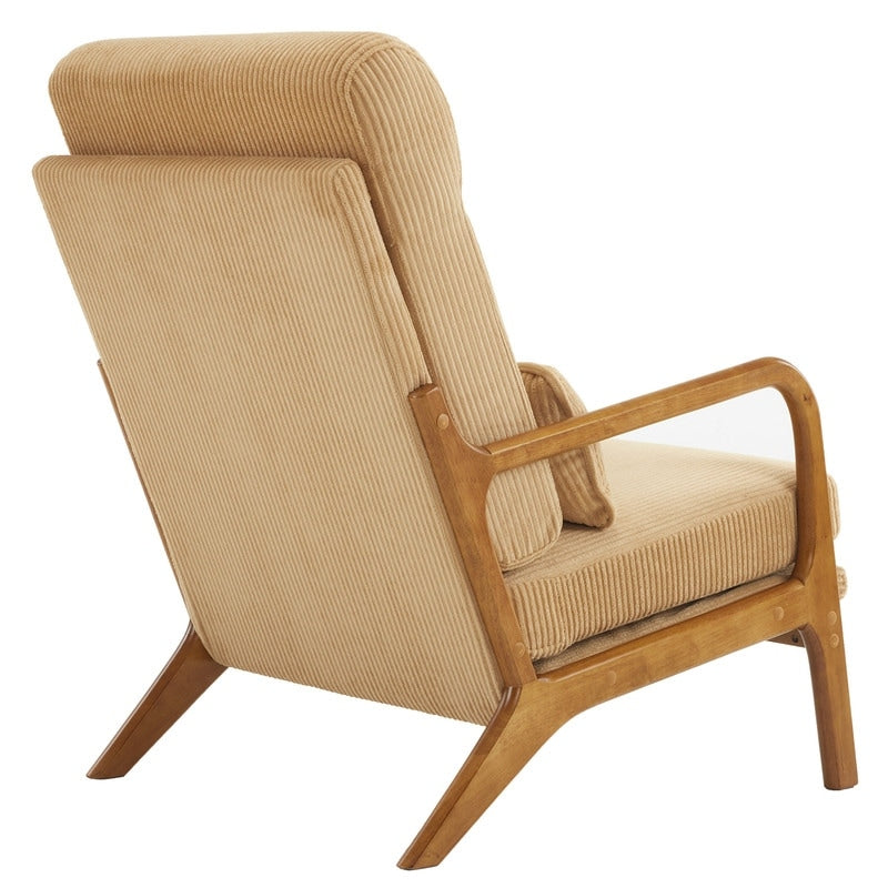 Fauteuil de loisirs à dossier haut avec accoudoirs en bois massif, fauteuil d'appoint.
