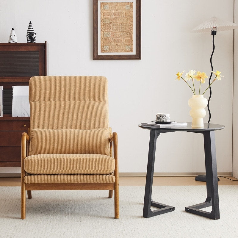 Fauteuil de loisirs à dossier haut avec accoudoirs en bois massif, fauteuil d'appoint.