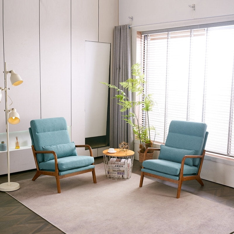 Fauteuil de loisirs à dossier haut avec accoudoirs en bois massif, fauteuil d'appoint.