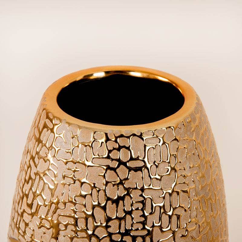 Textured Gold Ceramic Face Vase - 31cm