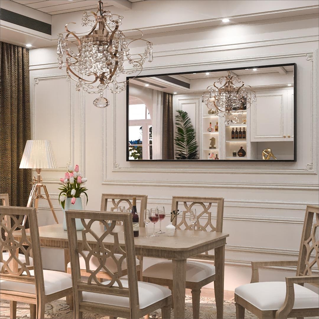 KEONJINN Miroir mural de salle de bain avec cadre métallique moderne