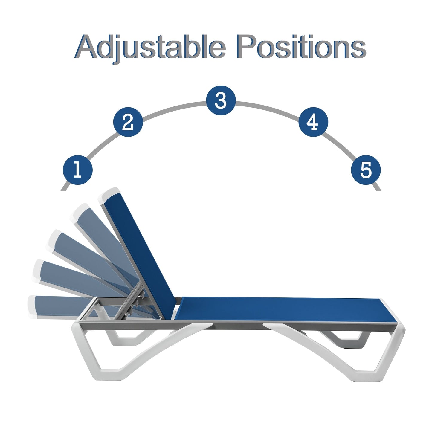 Chaise longue de jardin inclinable et réglable Kozyard Alan, entièrement en aluminium et pieds en résine de polypropylène.