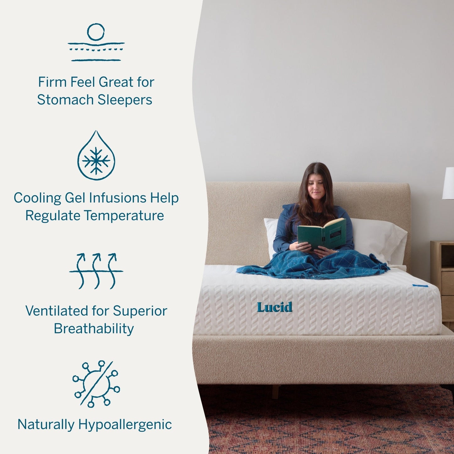 Lucid Matelas en mousse à mémoire de forme avec gel de luxe de 10 pouces