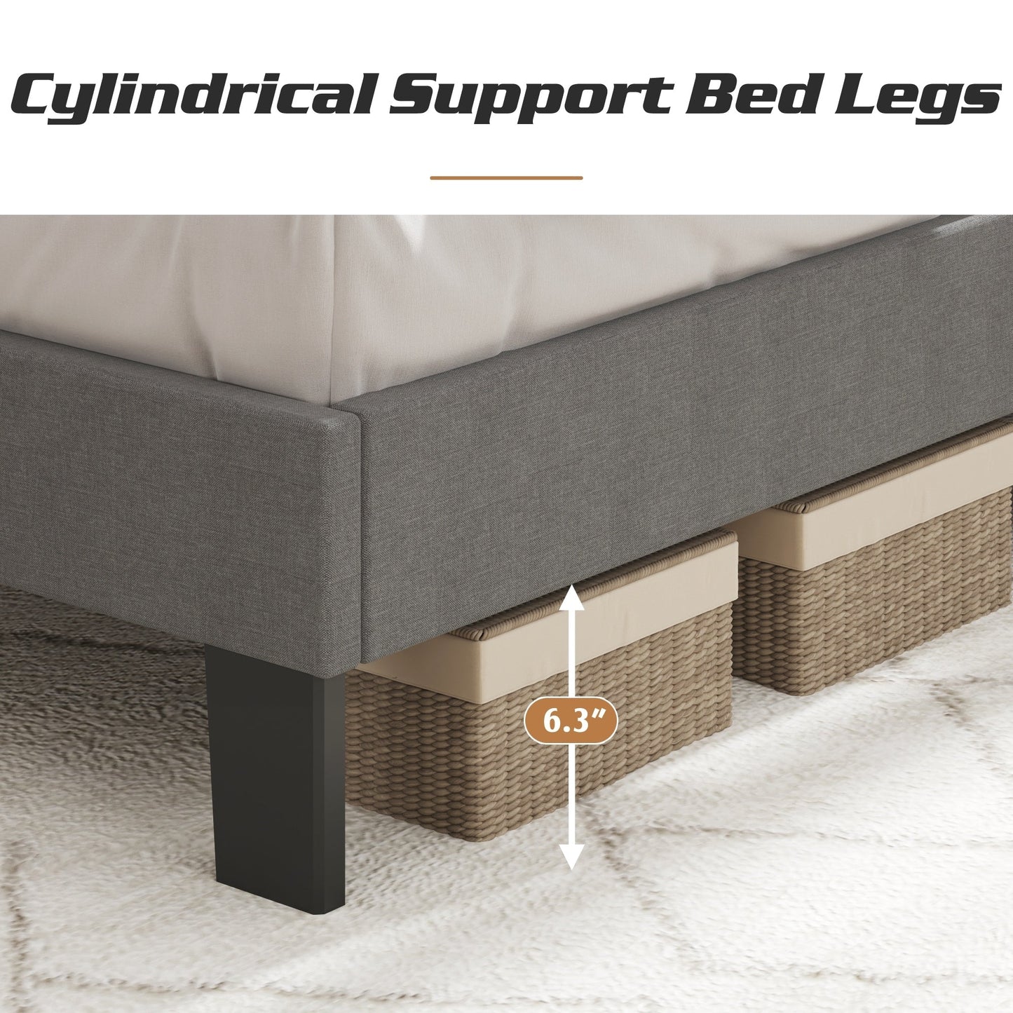 Lifezone - Cadre de lit plateforme à plateforme réglable, taille Queen, avec revêtement en tissu