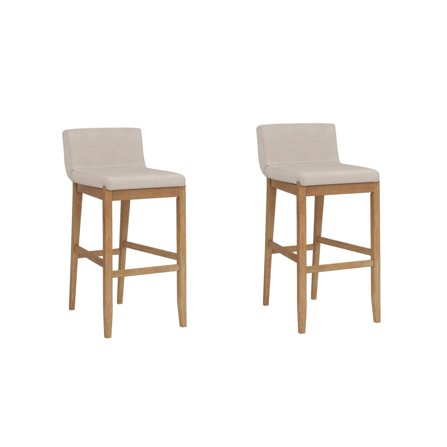 Tabouret de bar moderne Gracie, chaise rembourrée en bouclé et pieds en bois brossé