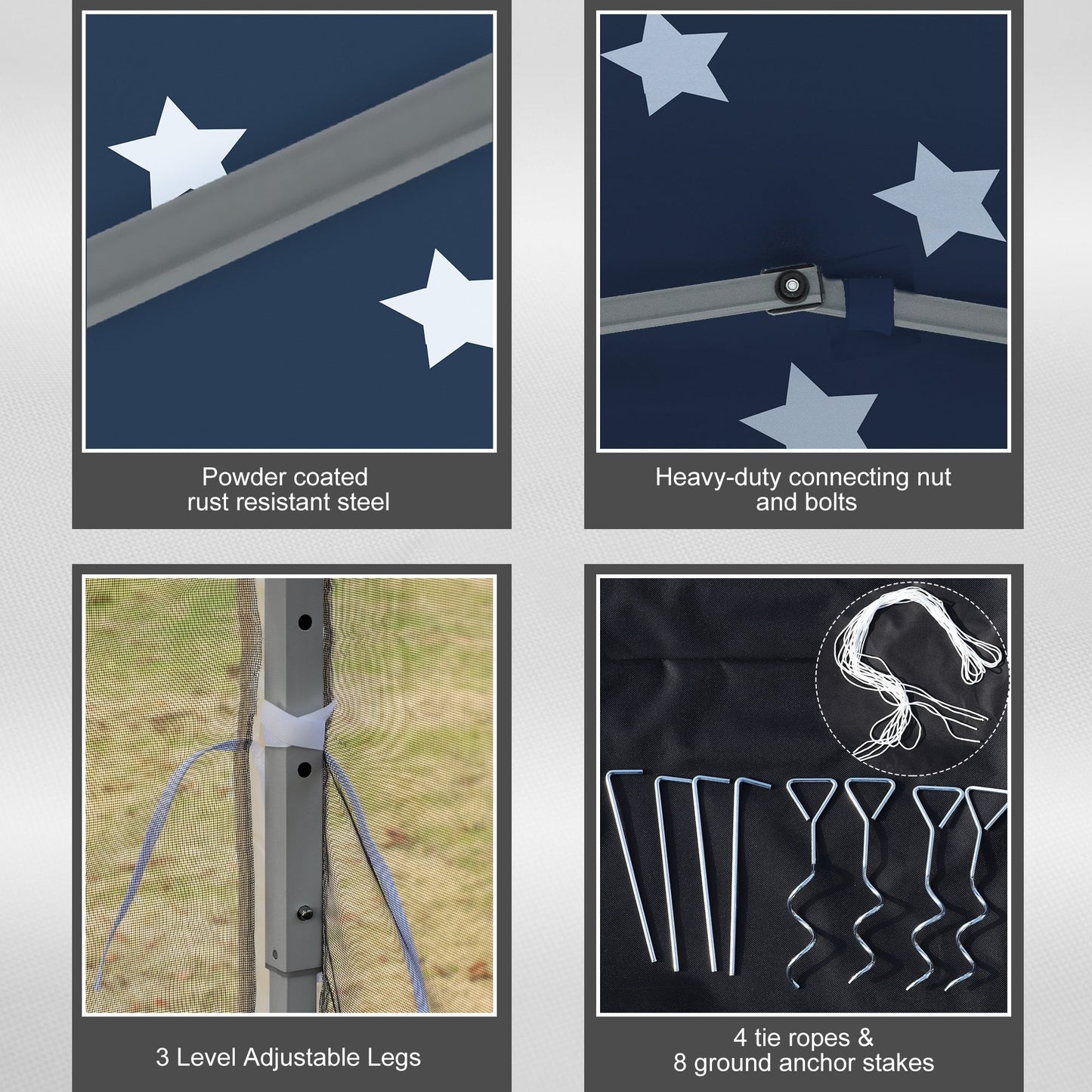 Outsunny Tente Pop-up de 3m x 3m avec parois latérales en filet amovibles, conception facile à installer, pour événements et fêtes en plein air