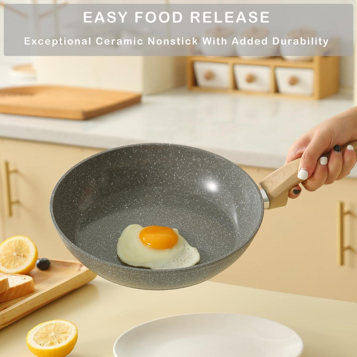 Ensemble de casseroles et poêles antiadhésives, ensemble de cuisine en céramique antiadhésif avec poêle, casserole, sauteuse et cocotte.