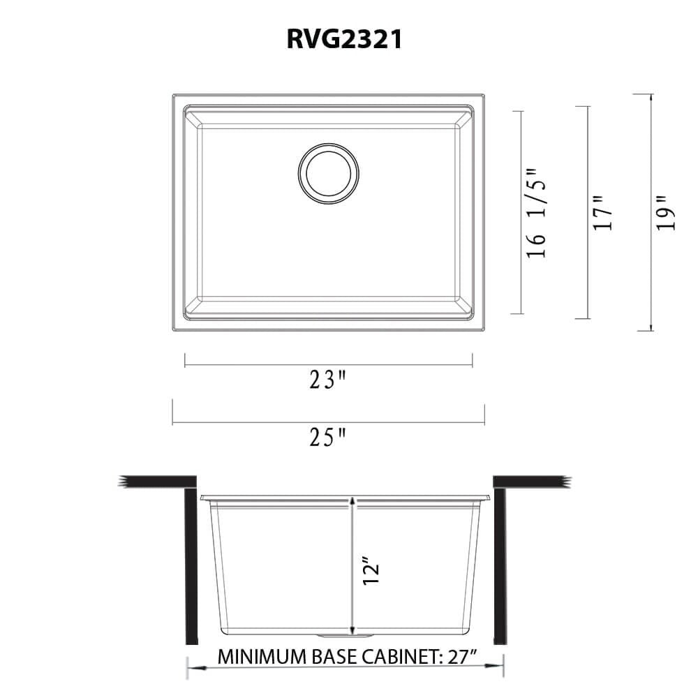 Ruvati Lavabo de cuisine à encastrer sous plan de travail Ruvati 25 pouces, couleur blanc chaud, modèle RVG2321WB