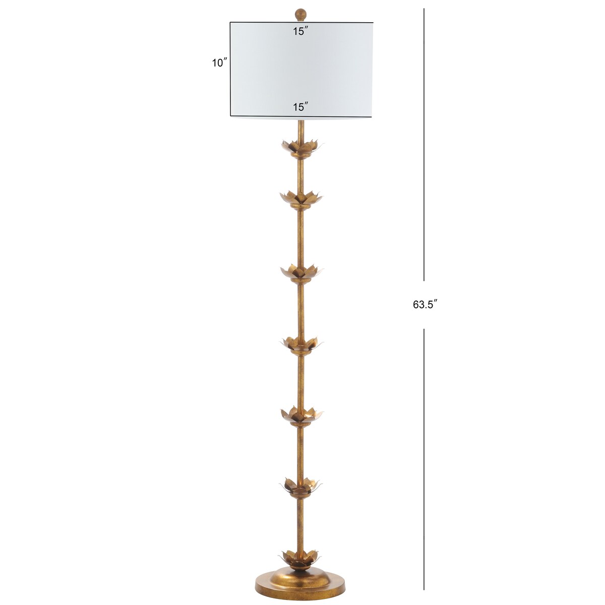 SAFAVIEH Lighting Doretha, lampe de sol à LED dorée de 64 pouces - 15 x 15 x 63,5 - Or antique - 15Lx15Px64H