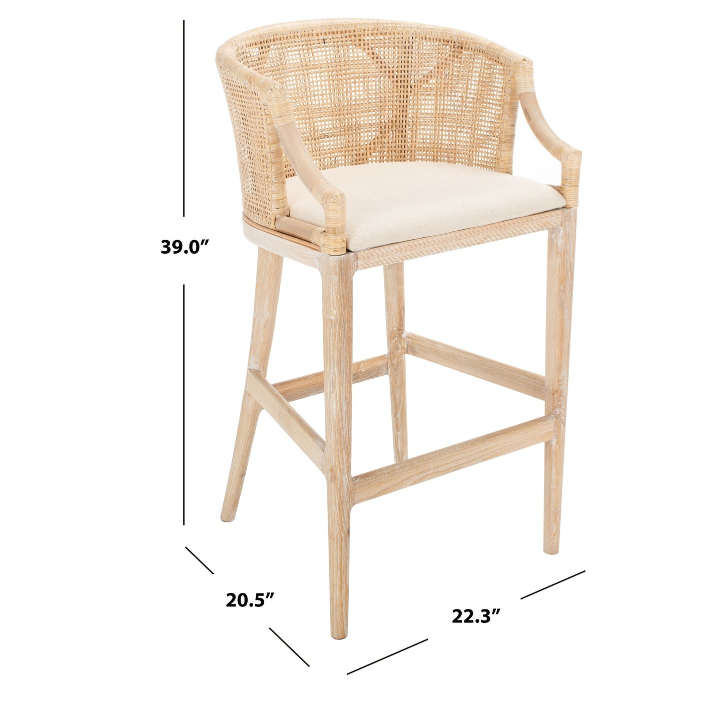 Tabouret de bar en rotin Virona de SAFAVIEH, 76 cm - 56,5 L x 52,1 l x 99,1 H - 56,5Lx52,1Lx99,1H