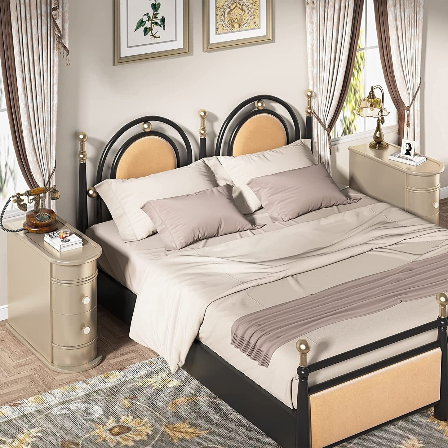 Table d'appoint en bois massif, table de chevet étroite à deux tiroirs, modèle Slim.