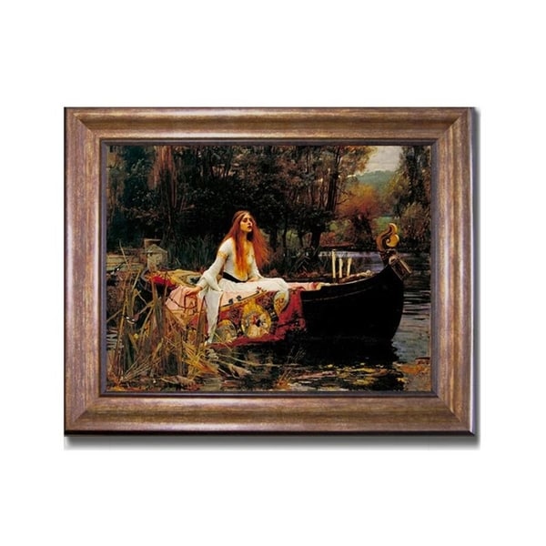 La Dame de Shalott par John Waterhouse, tableau sur toile encadré bronze-or (taille encadrée : 56 cm x 71 cm)