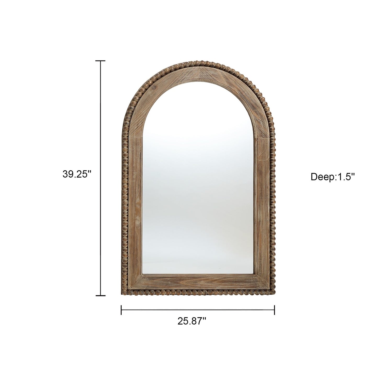 Miroir mural à cadre en bois en forme d'arche, miroir mural de salle de bain - 99,6 cm (H) x 65,7 cm (L) x 3,8 cm (P)