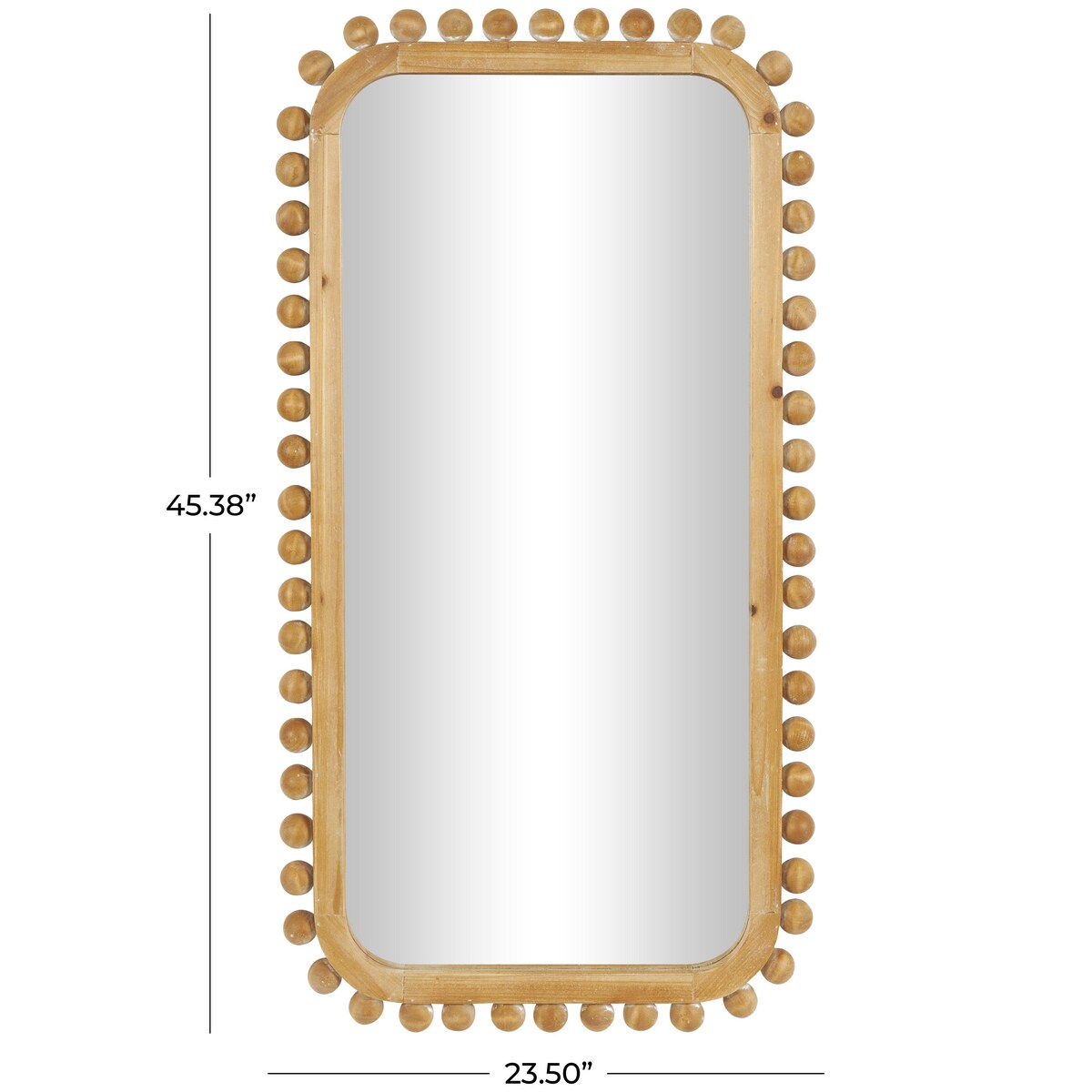 Miroir mural en bois avec cadre perlé - Brun - Roche River Decor