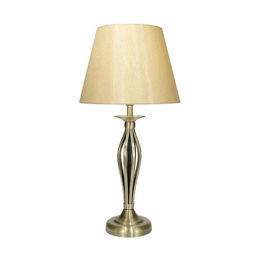 Malaga Table Lamp Antique Brass Complete Gold Shade