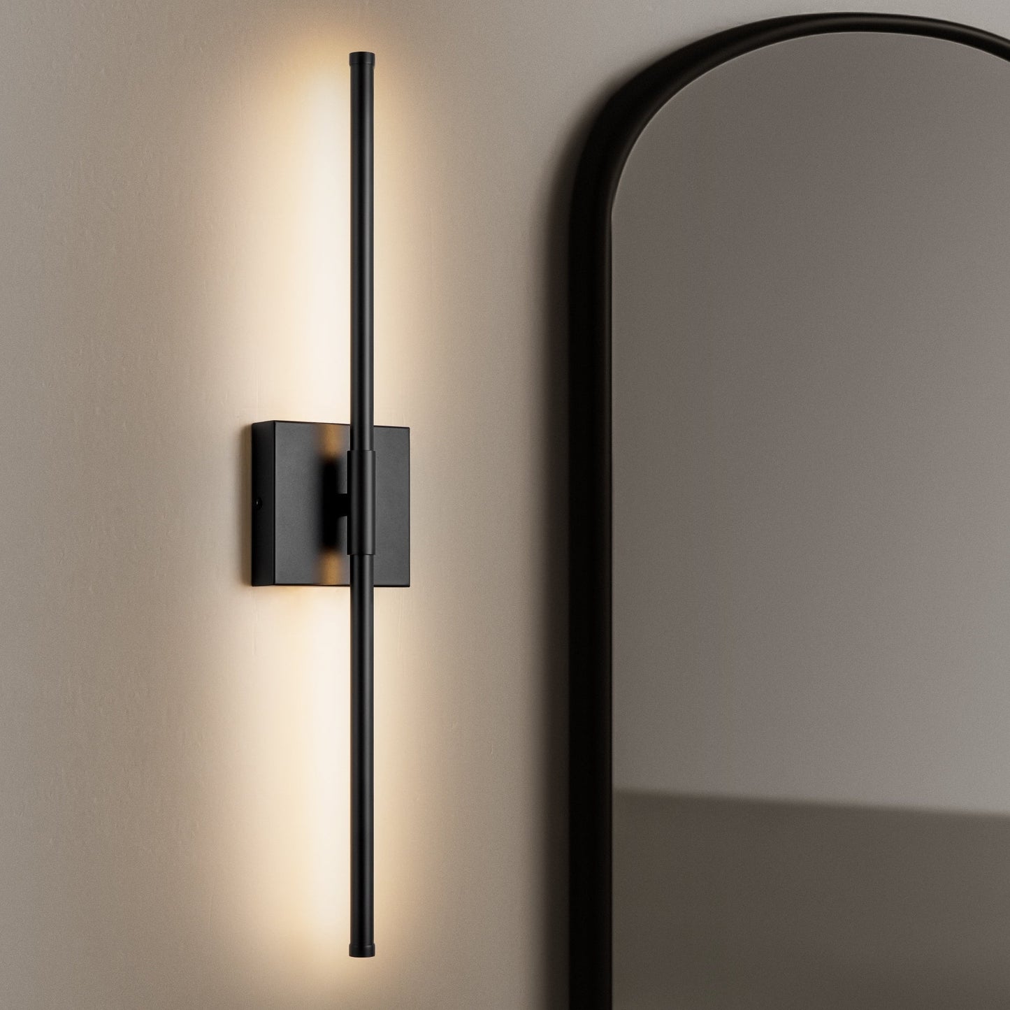 1-Light Black/ Gold/ Nickel Modern Long Linear Strip Wall Sconce Dimmable LED Bathroom Vanity Light