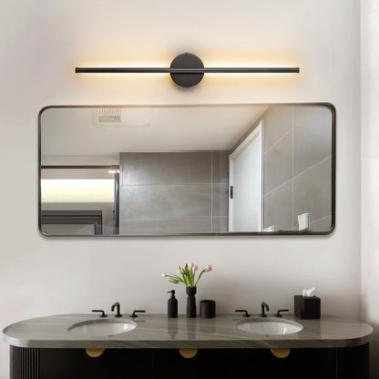 1-Light Black/ Gold/ Nickel Modern Long Linear Strip Wall Sconce Dimmable LED Bathroom Vanity Light