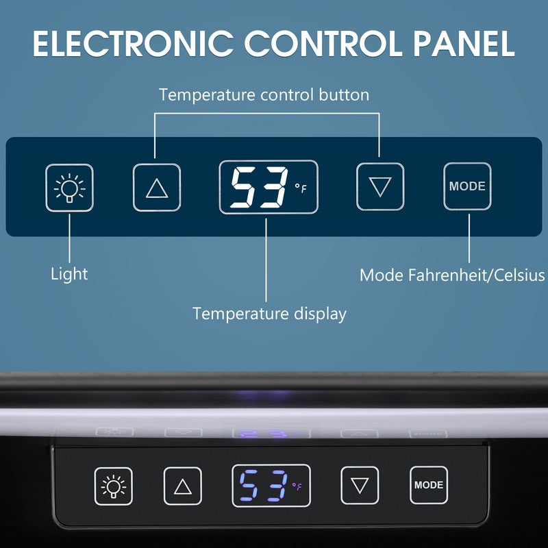 Réfrigérateur à boissons de 1,3 pi³ - Mini réfrigérateur à porte vitrée, capacité de 48 canettes ou 12 bouteilles, avec commandes électroniques tactiles.