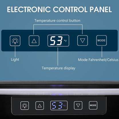 Réfrigérateur à boissons de 1,3 pi³ - Mini réfrigérateur à porte vitrée, capacité de 48 canettes ou 12 bouteilles, avec commandes électroniques tactiles.