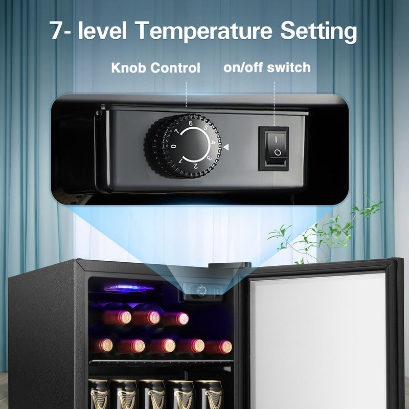 Réfrigérateur à boissons de 1,3 pi³ - 48 canettes, 12 bouteilles, mini réfrigérateur à porte vitrée, commande à bouton rotatif