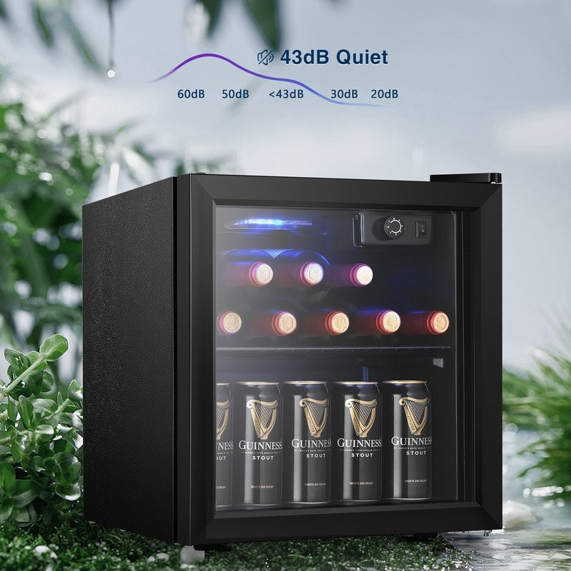 Réfrigérateur à boissons de 1,3 pi³ - 48 canettes, 12 bouteilles, mini réfrigérateur à porte vitrée, commande à bouton rotatif
