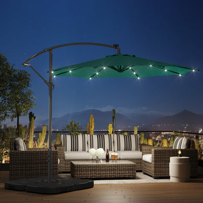 Parasol de terrasse à éclairage solaire de 3 mètres avec pied de support.