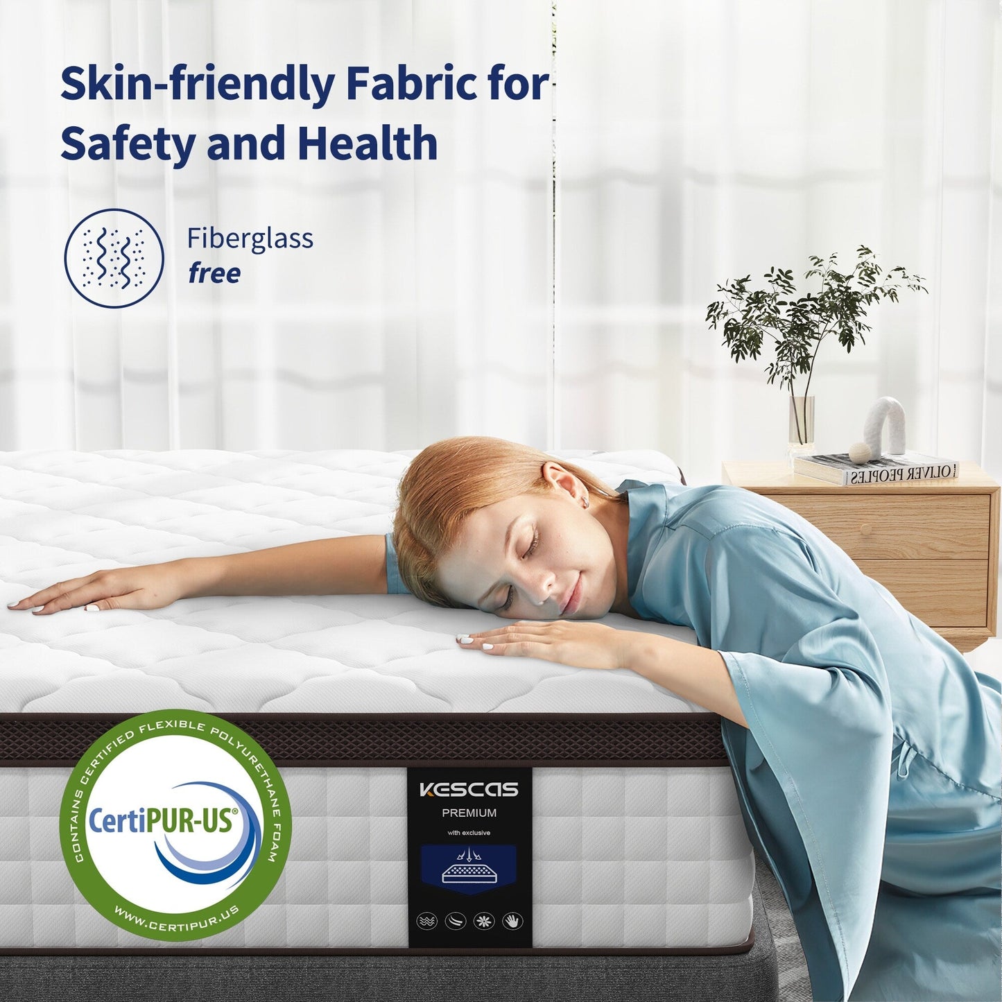 Matelas hybride en mousse à mémoire de forme - Soutien moyen, ressorts renforcés pour soulager les points de pression, certifié CertiPUR-US