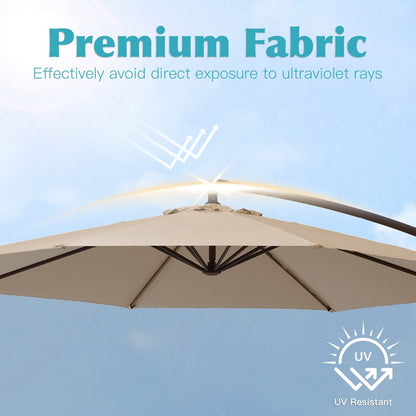 Parasol cantilever en acier de 3 mètres avec levier de manivelle et base lestée