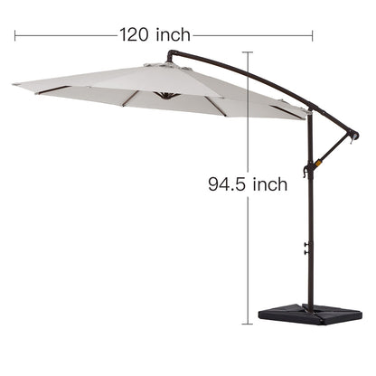 Parasol cantilever en acier de 3 mètres avec levier de manivelle et base lestée