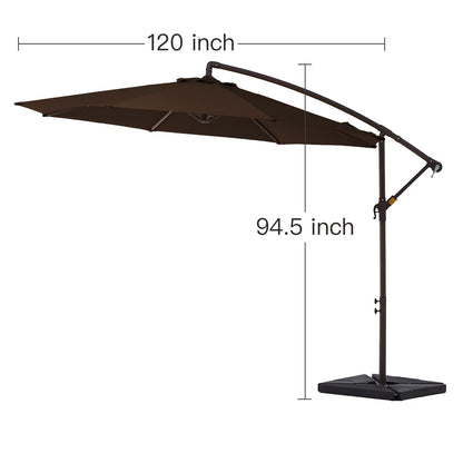 Parasol cantilever en acier de 3 mètres avec levier de manivelle et base lestée