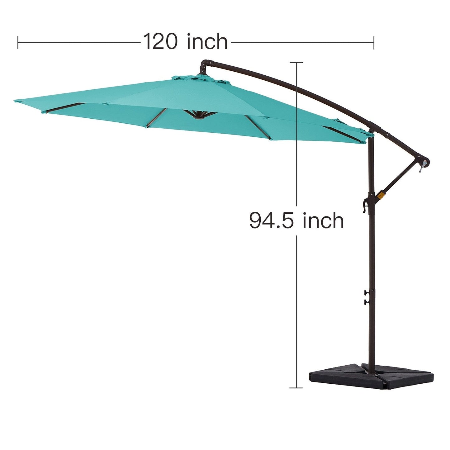Parasol cantilever en acier de 3 mètres avec levier de manivelle et base lestée