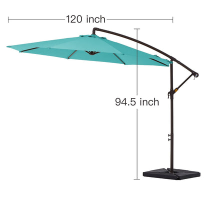 Parasol cantilever en acier de 3 mètres avec levier de manivelle et base lestée