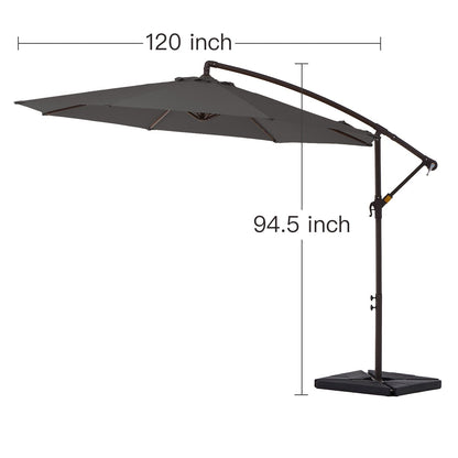 Parasol cantilever en acier de 3 mètres avec levier de manivelle et base lestée