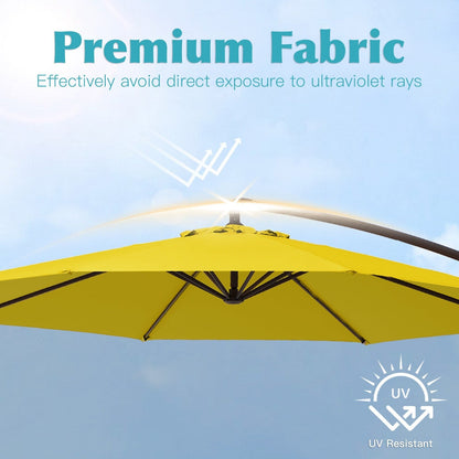 Parasol cantilever en acier de 3 mètres avec levier de manivelle et base lestée