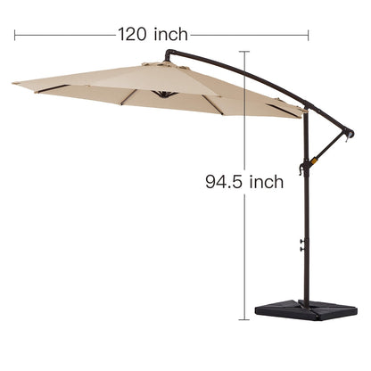 Parasol cantilever en acier de 3 mètres avec levier de manivelle et base lestée